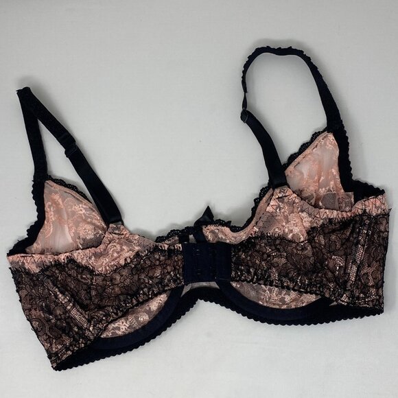 Agent Provocateur Francoise Black Pink Lace Bra 36DD - Picture 7 of 9